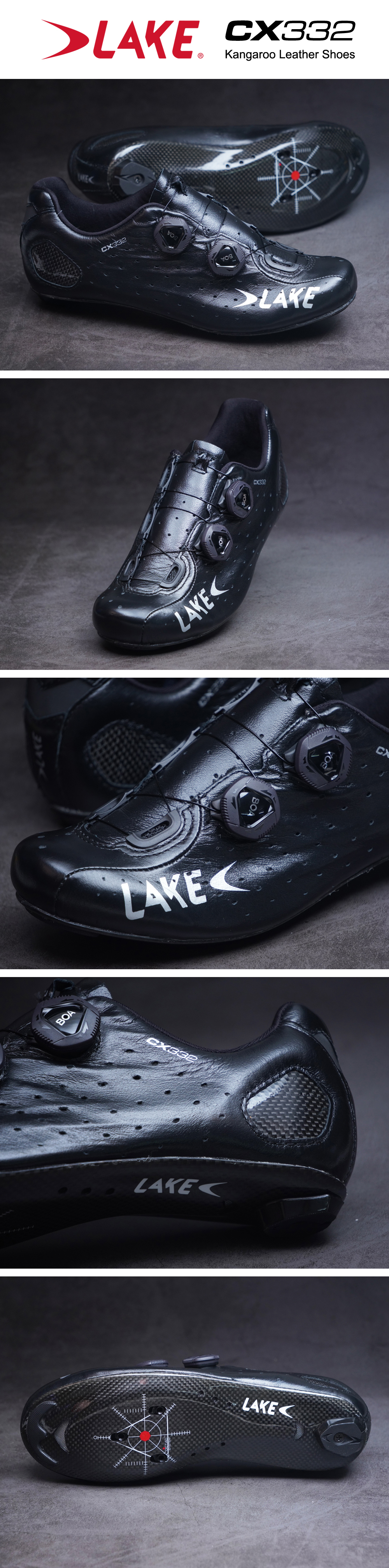 LAKE CX332 Kangaroo Leather Cycling Shoes: Black EU39-43 (Extra